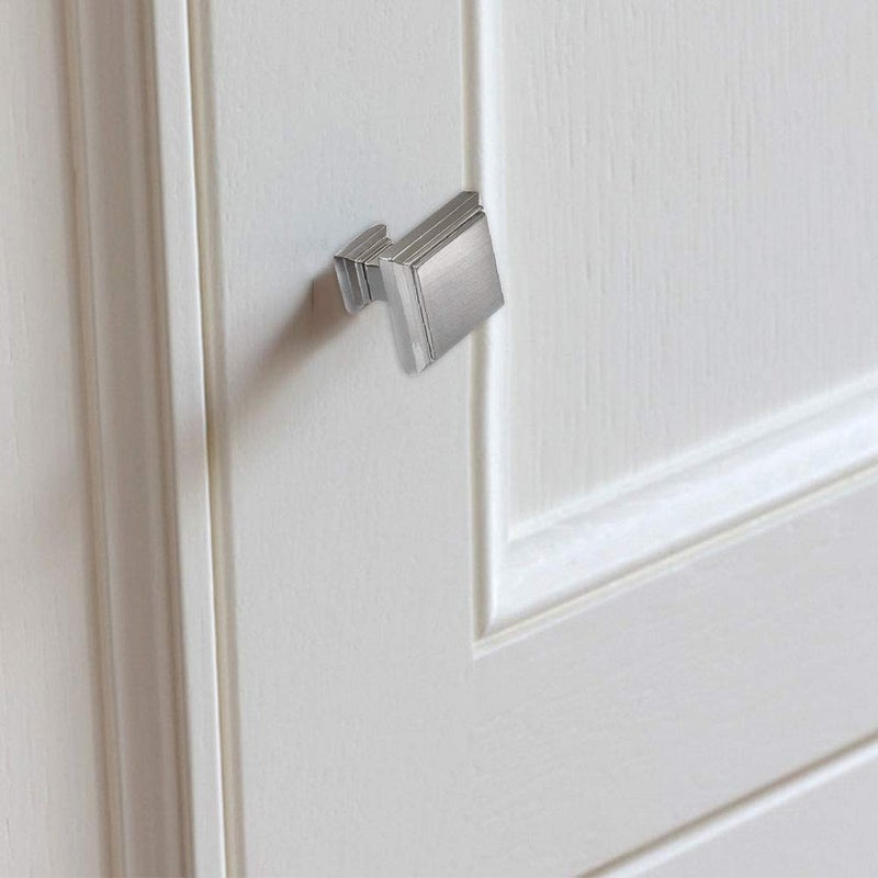 FOCCTS 5 Pack Cabinet Knobs Brushed Nickel, Kitchen Cabinet Hardware Square Knobs, Stainless Steel Cabinet Knobs for Dresser Drawers, 1-1/4 inch - Image 4